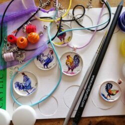 Five Vibrant rooster pendants, beads & charms Kit & tuition DISCONTINUED