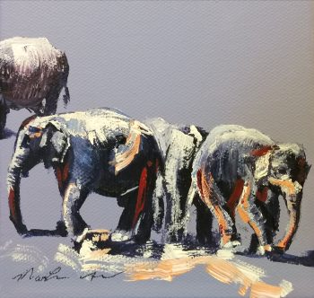 Kit Four Mini elephants on luxury boxed canvas's in acrylic - Image 2