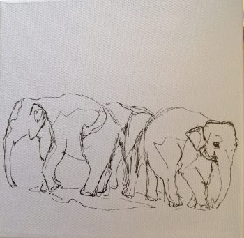 Kit Four Mini elephants on luxury boxed canvas's in acrylic - Image 3