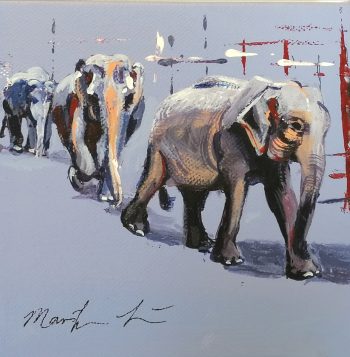 Kit Four Mini elephants on luxury boxed canvas's in acrylic - Image 4
