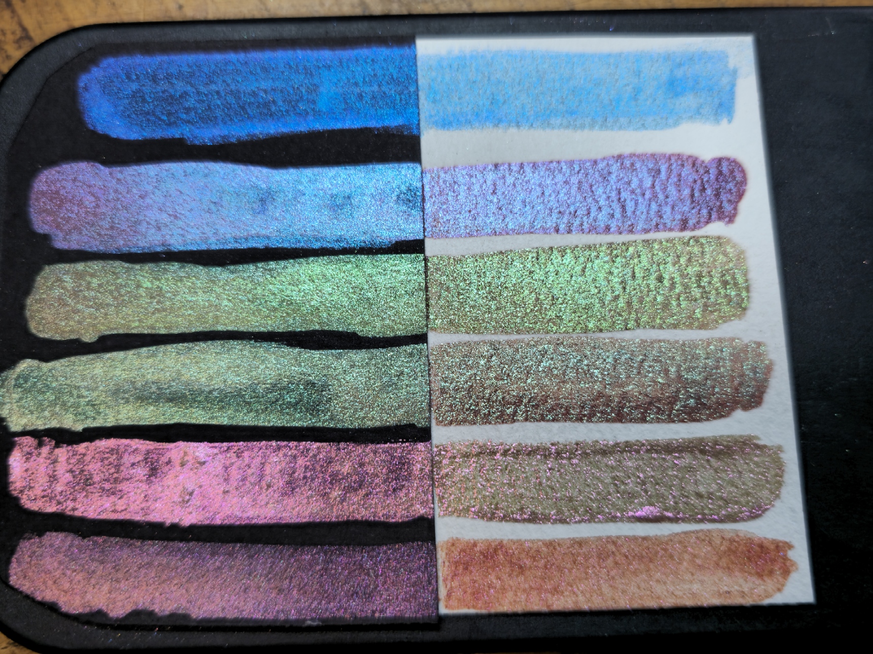 Colour shifting handcrafted high quality watercolours 6 half pans - Image 2